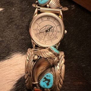 Men’s beautiful vintage turquoise/bear claw watch!